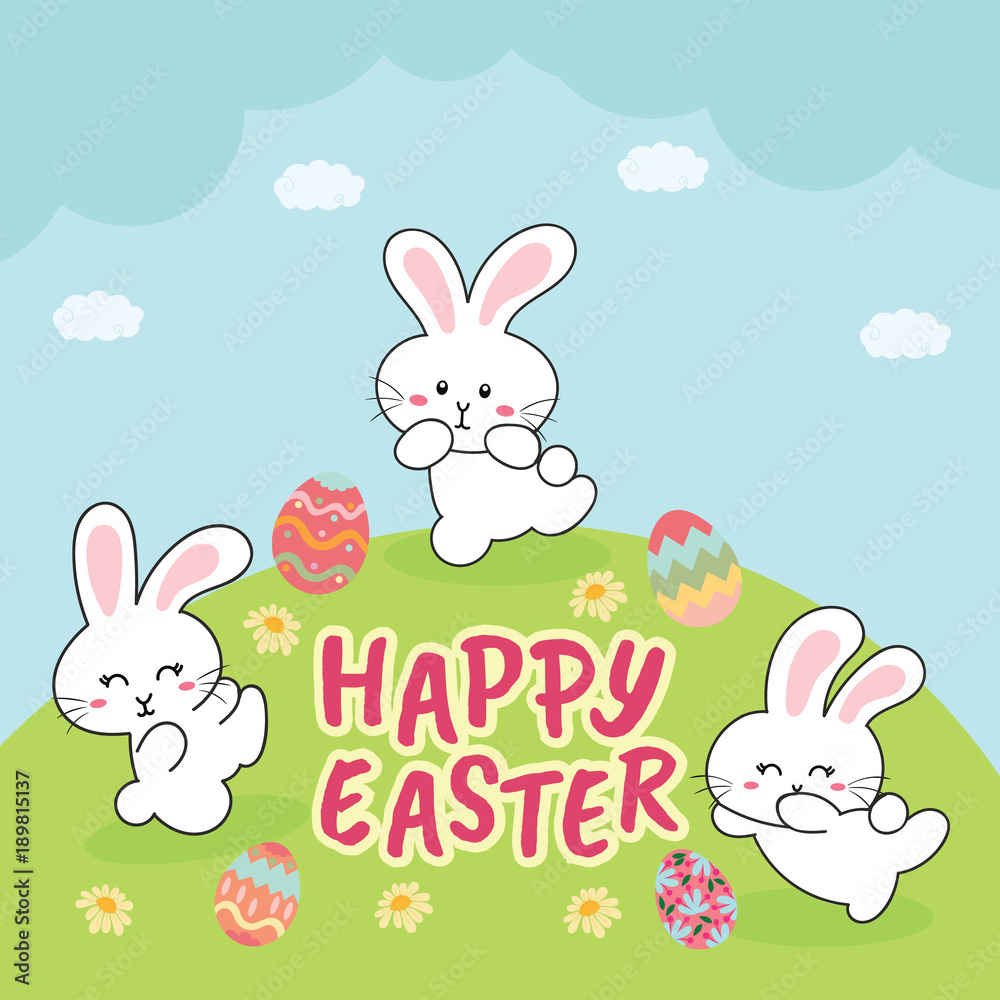 Happy Easter Bunny. Vector illustration for Easter greeting card.