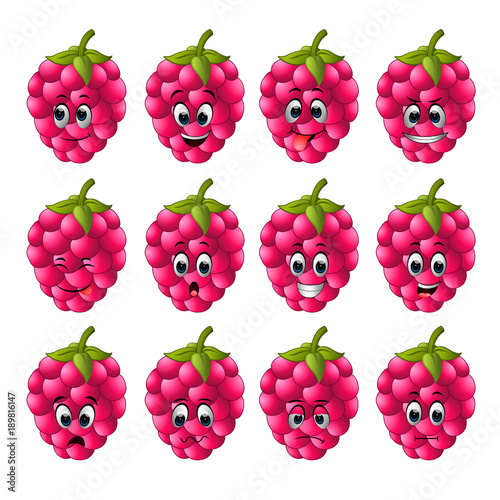 Raspberry with different emoticons