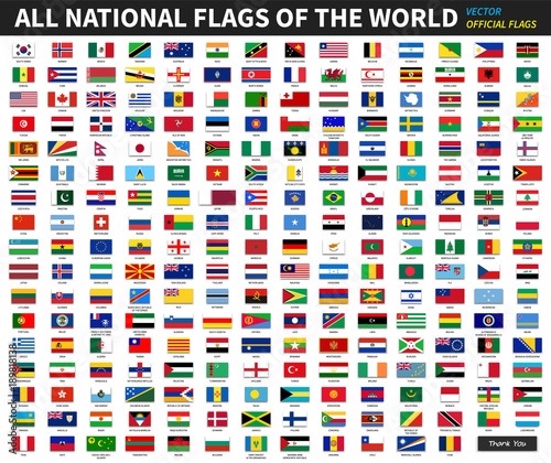 All official national flags of the world . Formal design . Vector