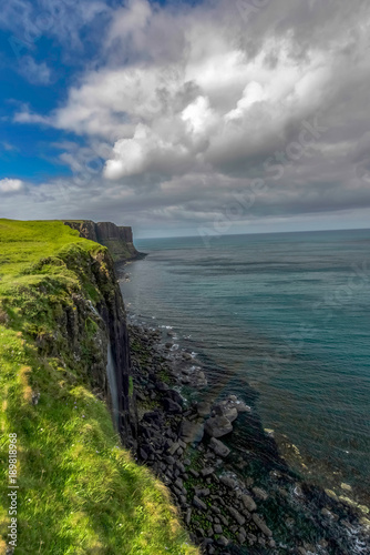 Mealt Waterfall with Kilt Rock, Isle of Skye, Scotland, United K