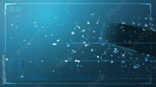 Wallpaper Mural A ice hockey puck  caught spinning in slow motion flying through the air scattering dirt particles in its wake overlaid with a technical analysis interface screen Torontodigital.ca