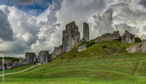 The ruins of Corfe Castle, Dorset, England, United Kingdom, Euro