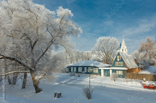 Frosty winter day in Suzdal, Russia. Suzdal is part of the tourist route called the Golden Ring of Russia.