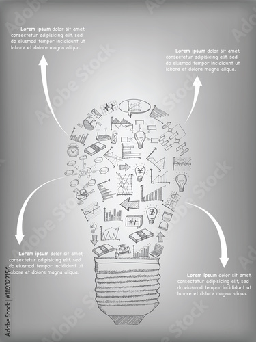 Creative light bulb with Creative business, technology and strategy planning web icons Idea, Vector Illustration EPS 10.