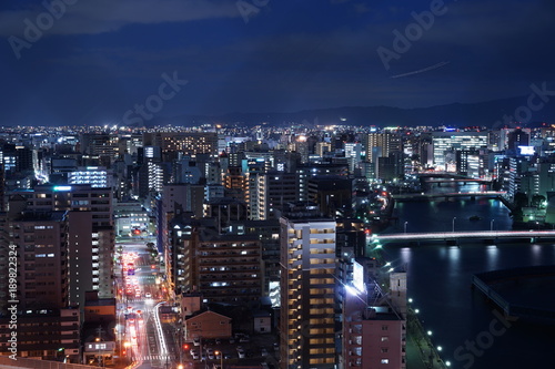 福岡ポートタワーからの福岡市 都市風景 夜景