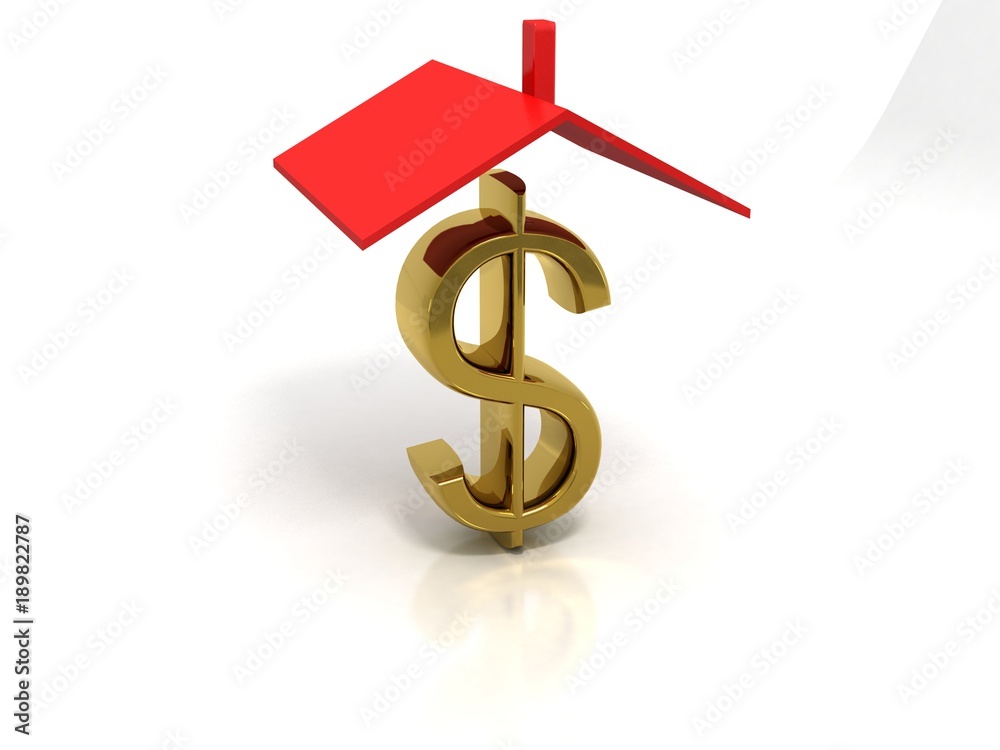 Fototapeta premium 3d rendering Real estate concept. Dollar Sign with house