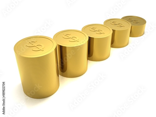 3d rendering Gold coins