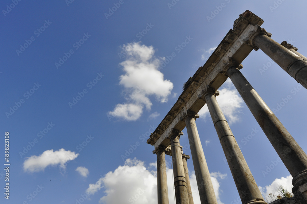 Panorama view of Colosseum and rome ruins detail, in Rome, Italy Panorama view of Colosseum and rome ruins detail, in Rome, Italy