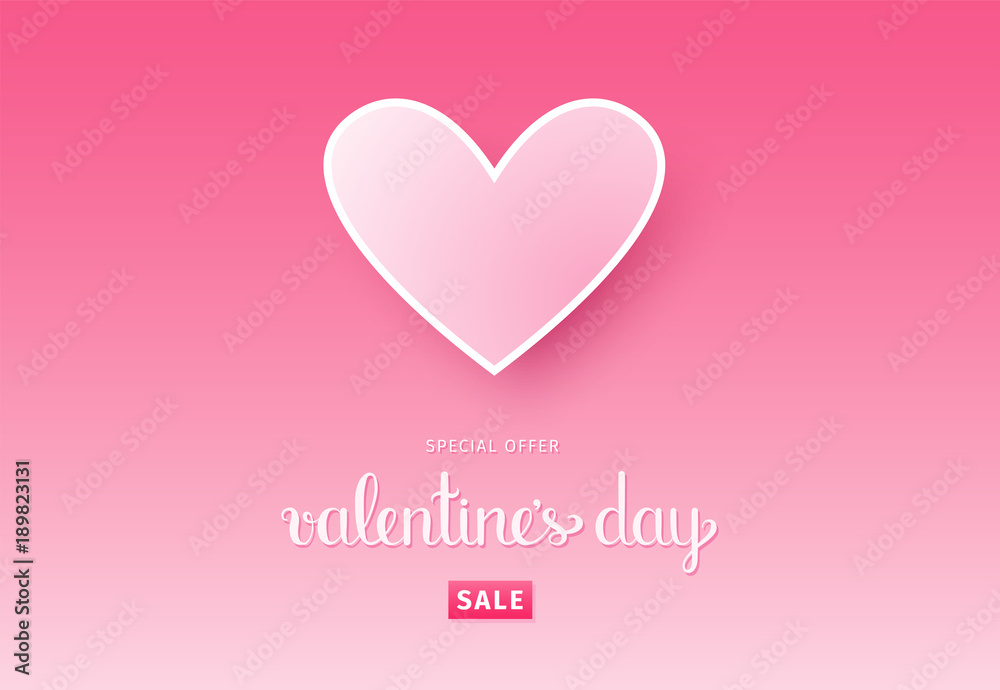 Valentine's day sale background with heart. Vector illustration eps 10.