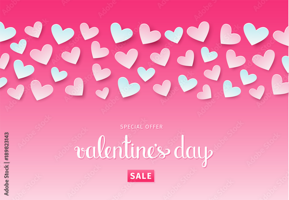 Valentine's day sale background with hearts. Vector illustration eps 10.