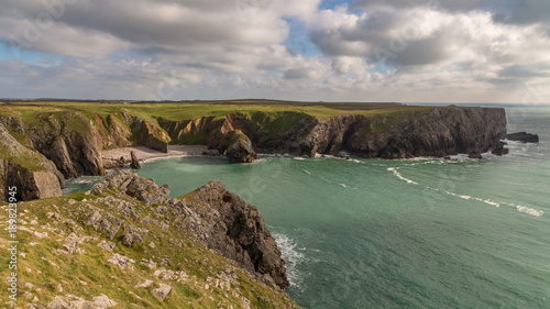 Coast and cliffs at Bullslaughter Bay near Castlemartin in Pembrokeshire, Wales, UK