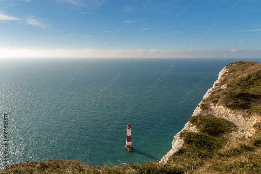 Beachy Head Lighthouse and Cliff, near Eastbourne in East Sussex, England, UK