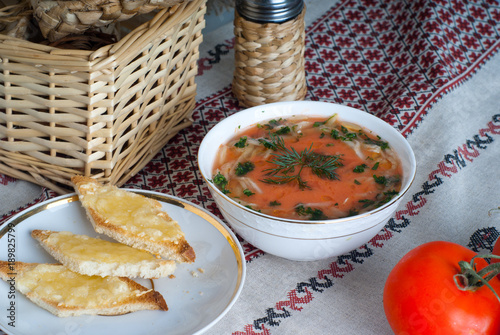 Boiled dumplings and a shot of vodka. Traditional Russian cuisine.