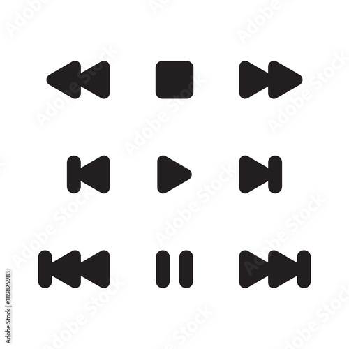 Media player icons set. Vector