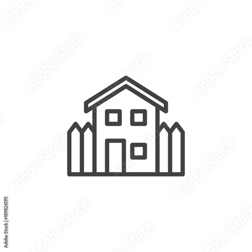 Countryside house line icon, outline vector sign, linear style pictogram isolated on white. Village home symbol, logo illustration. Editable stroke