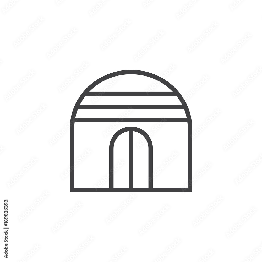 Igloo line icon, outline vector sign, linear style pictogram isolated on white. Ice house symbol, logo illustration. Editable stroke