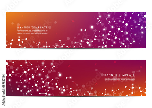 Science and technology banners. Molecule structure background. Scientific and technological concept. Vector illustration.