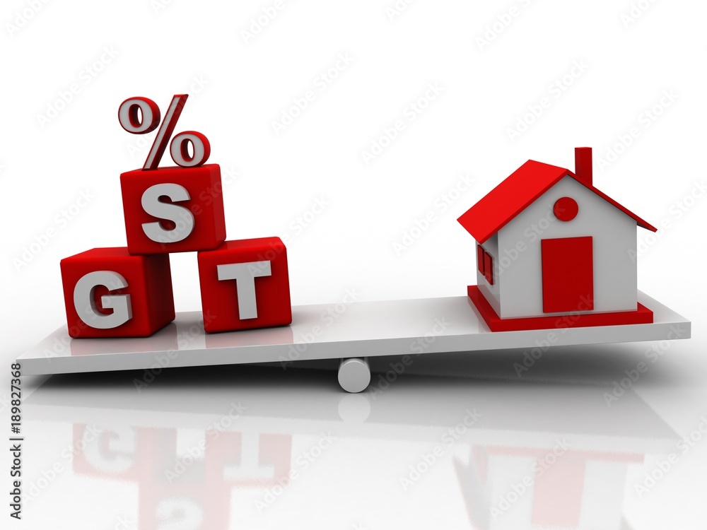3d rendering balancing gst and house concept 3d rendering balancing gst and house concept