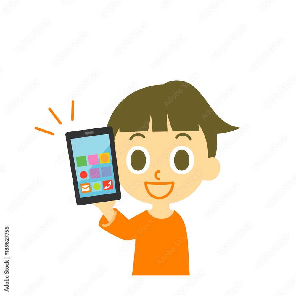 スマホを見せている女の子 Stock イラスト Adobe Stock