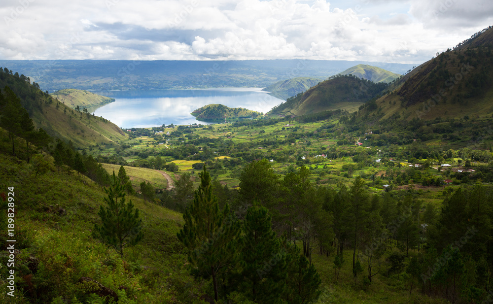 Landscape view over Toba lake,Sumatra island,Indonesia