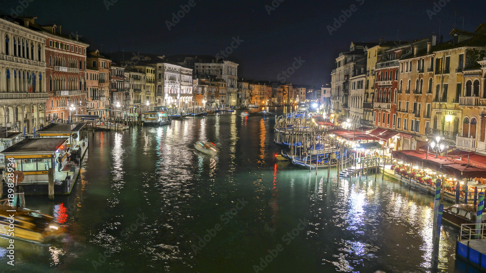 Canal night scene in Venice Italy