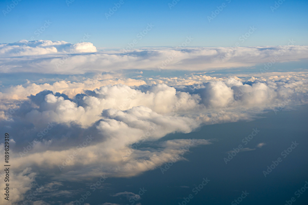 View over clouds from an airplane