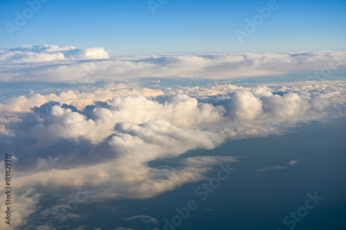 View over clouds from an airplane
