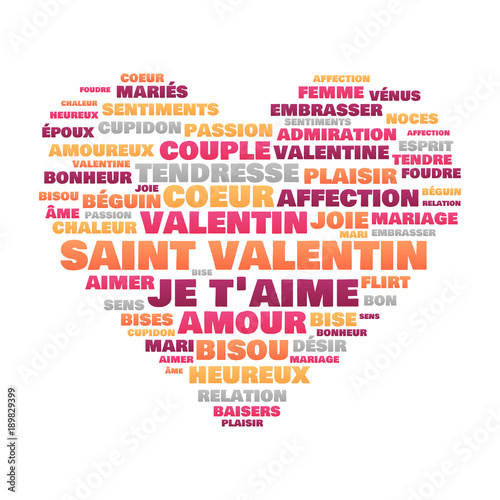 Saint Valentin - Nuage de mots en forme de cœur