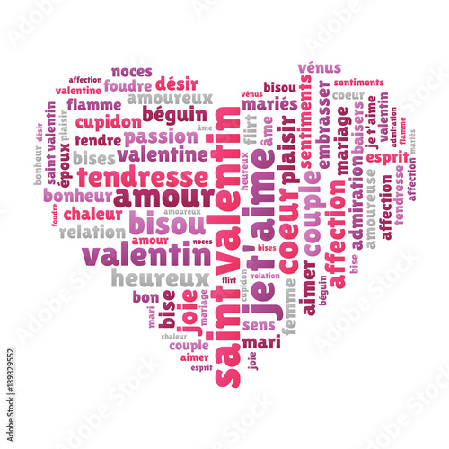 Saint Valentin - Nuage de mots en forme de cœur