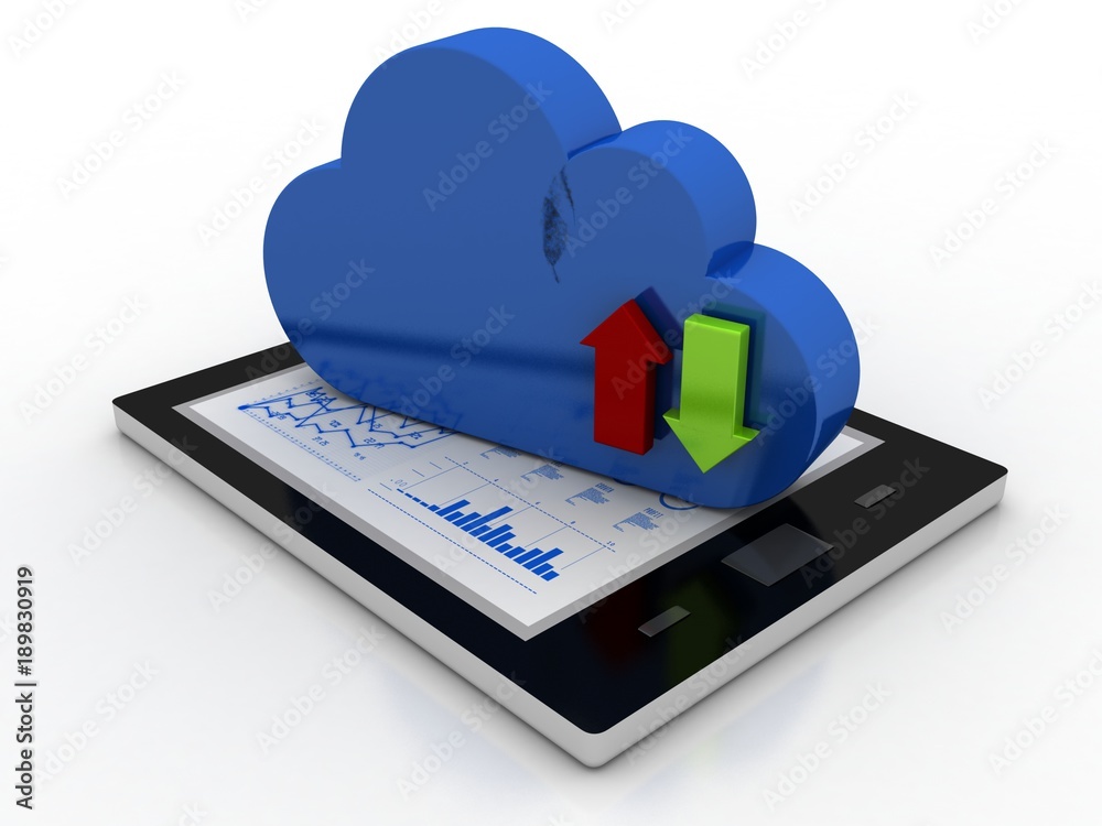 3d illustration Cloud with uploading downloading arrow 3d illustration Cloud with uploading downloading arrow