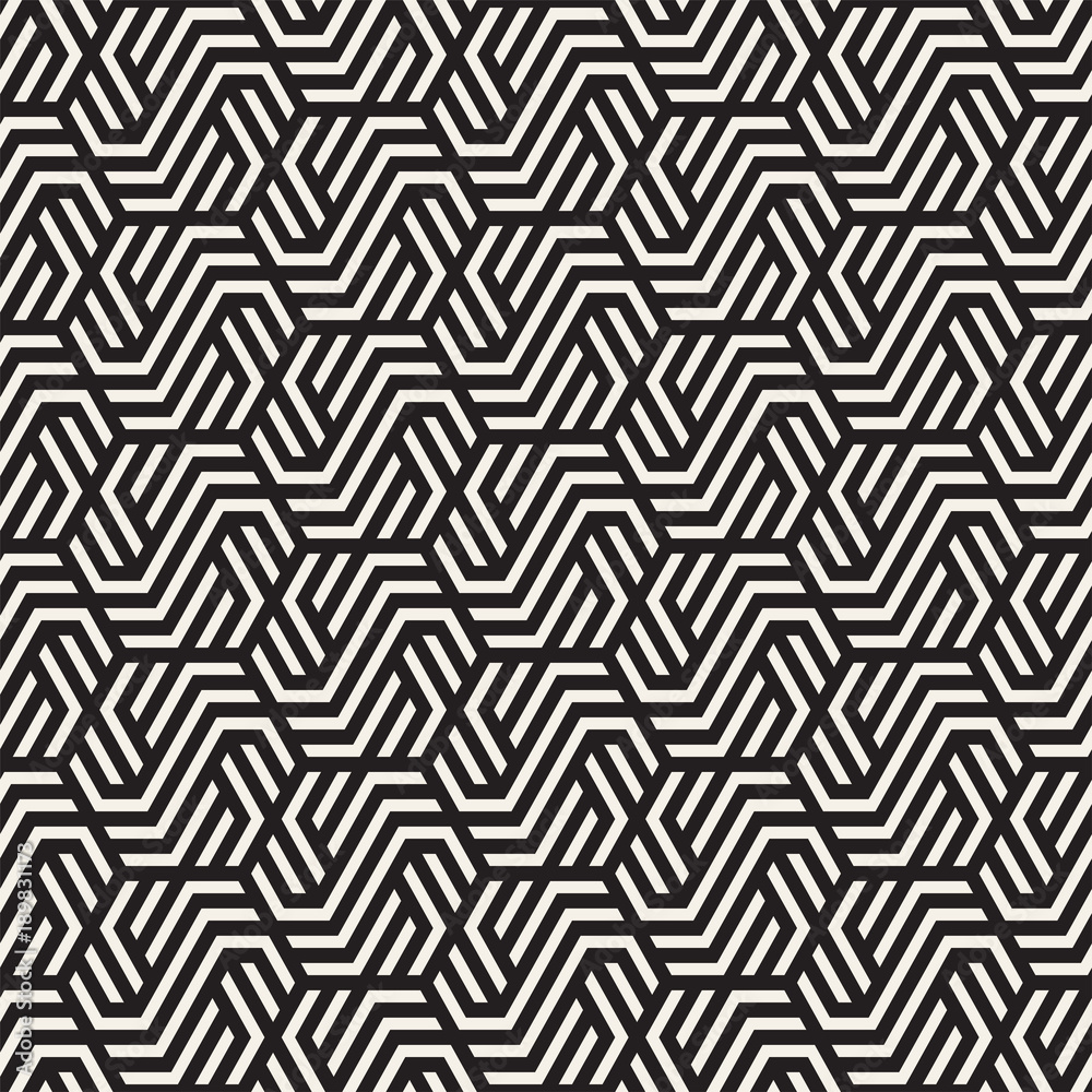 Vector seamless abstract shapes pattern. Modern stylish stripes texture. Repeating geometric tiles