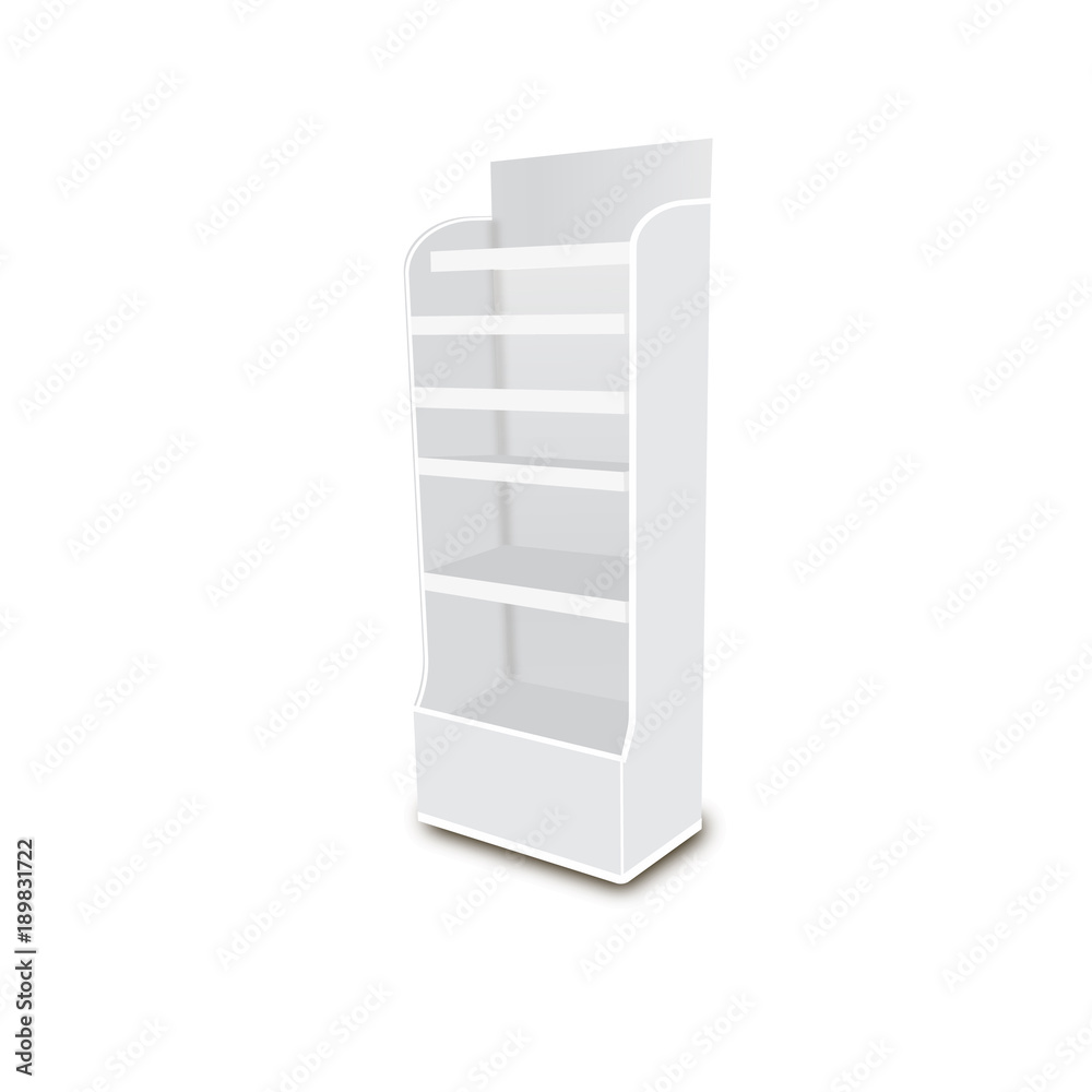 White Long Blank Empty Showcase Displays With Retail Shelves. 3D Products On White Background Isolated. Ready For Your Design Avy Scott White Long Blank Empty Showcase Displays With Retail Shelves. 3D Products On White Background Isolated. Ready For Your Design Avy Scott