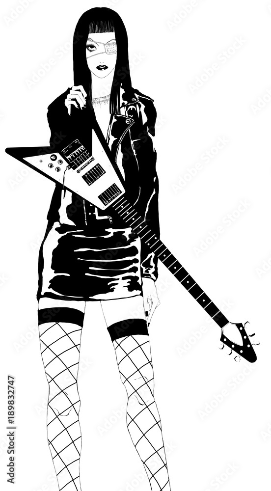 ギターを持ったロックな女性１ Stock イラスト Adobe Stock