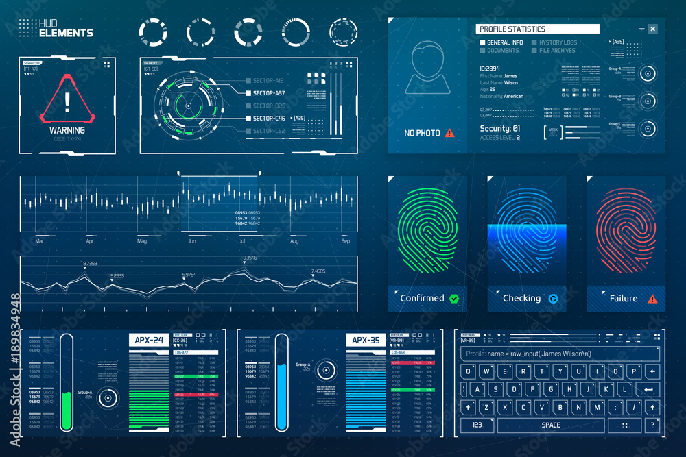 Vecteur Stock Sci-Fi Futuristic Hud Interface Elements Set | Adobe Stock