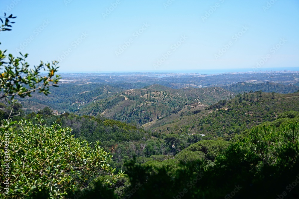 Elevated view across the Monchique mountains and countryside, Algarve, Portugal.
