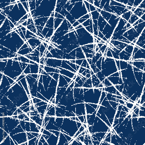White abstract strokes on a blue background