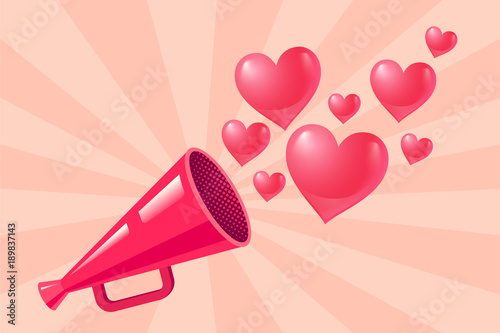 pink megaphone with hearts