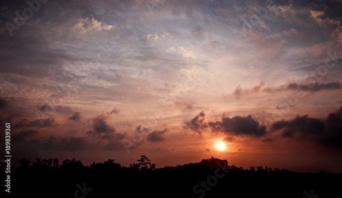 Beautiful sunset over trees on Sri Lanka