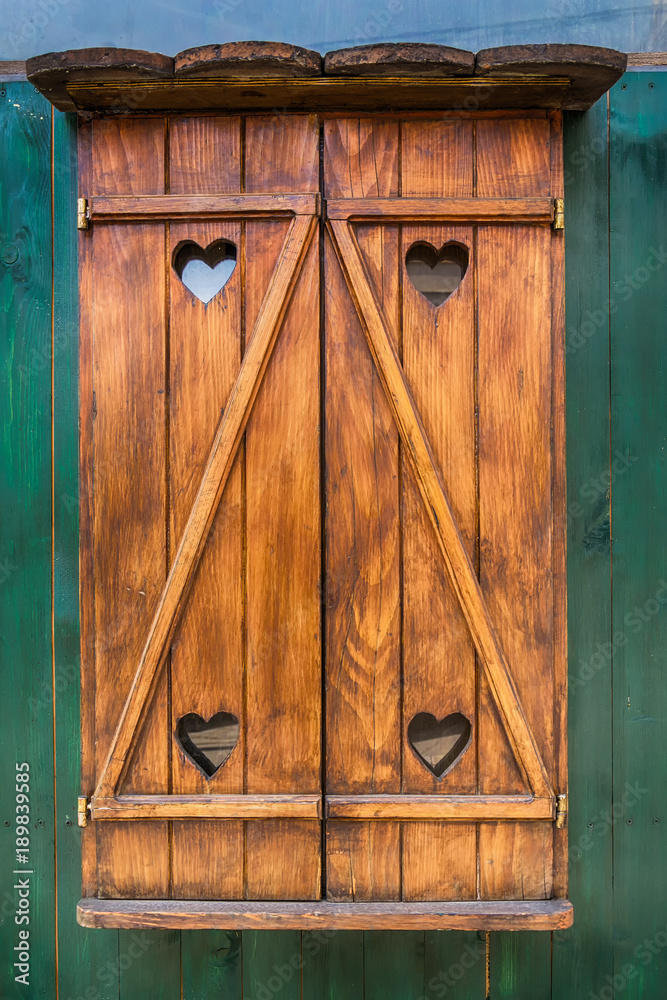 Wooden window and heart