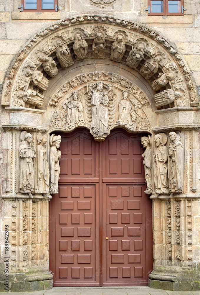 Entrance of the School Colexio of San Xerome on Praza do Obradoiro - Santiago de Compostela, Galicia, Spain