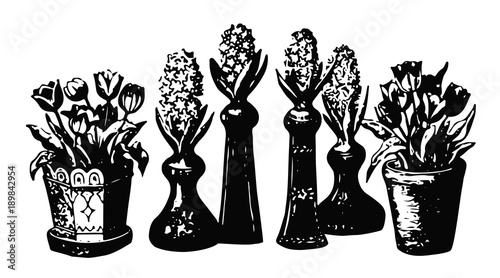 Frühlingsblumen in Vasen und Töpfen - Spring flowers in vases and flowerpots