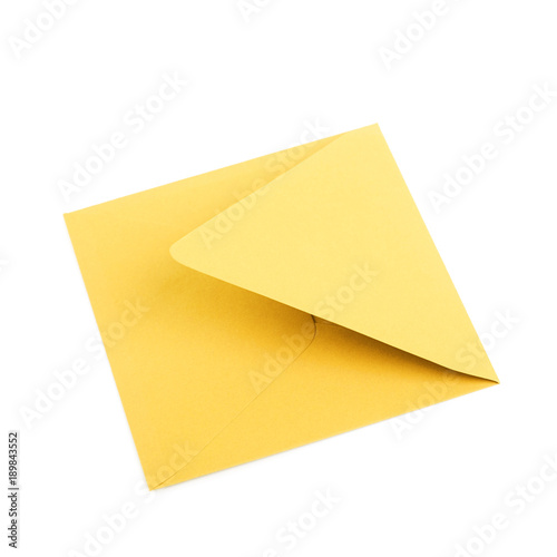 Sqaure shaped paper envelope isolated