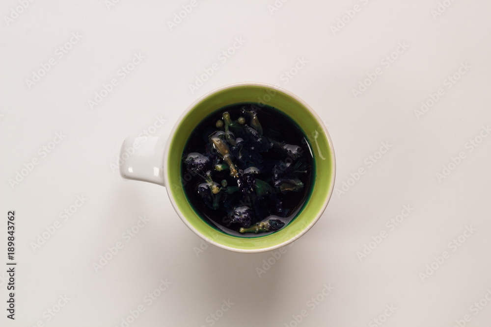 Blue Cup with tea on white background Blue Cup with tea on white background
