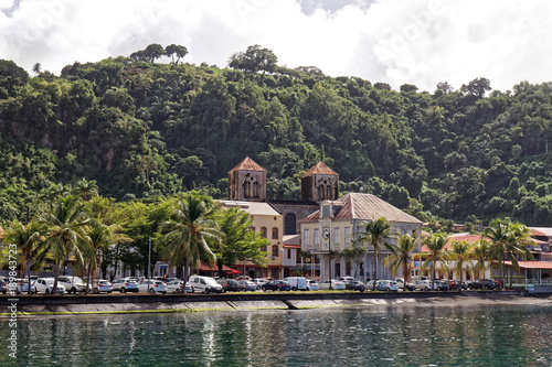 Fototapeta Naklejka Na Ścianę i Meble -  Saint-Pierre waterfront and church - Martinique - FWI