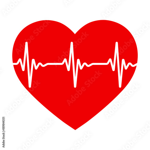 Red heart with pulse.The heart rate