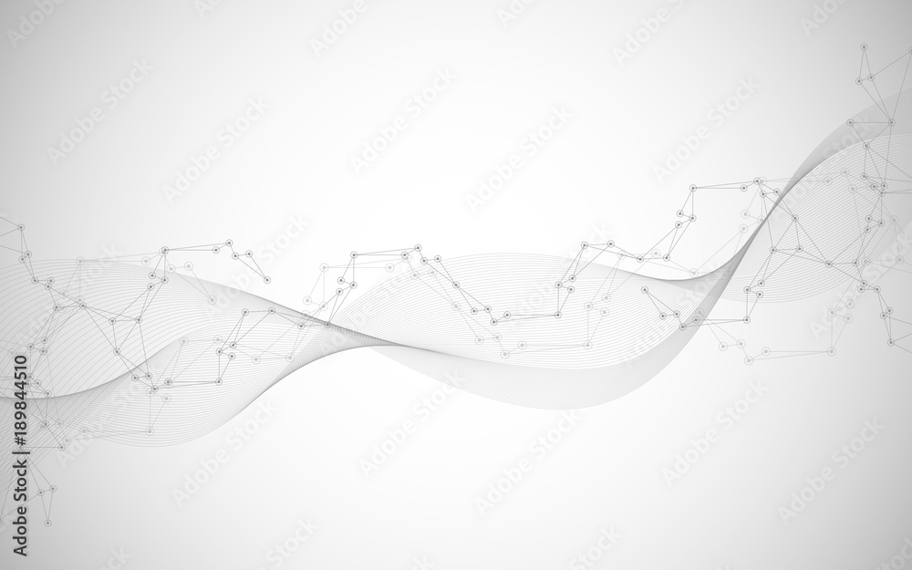 Fototapeta premium Illustration, global creative social network. Abstract polygonal background with lines and dots.