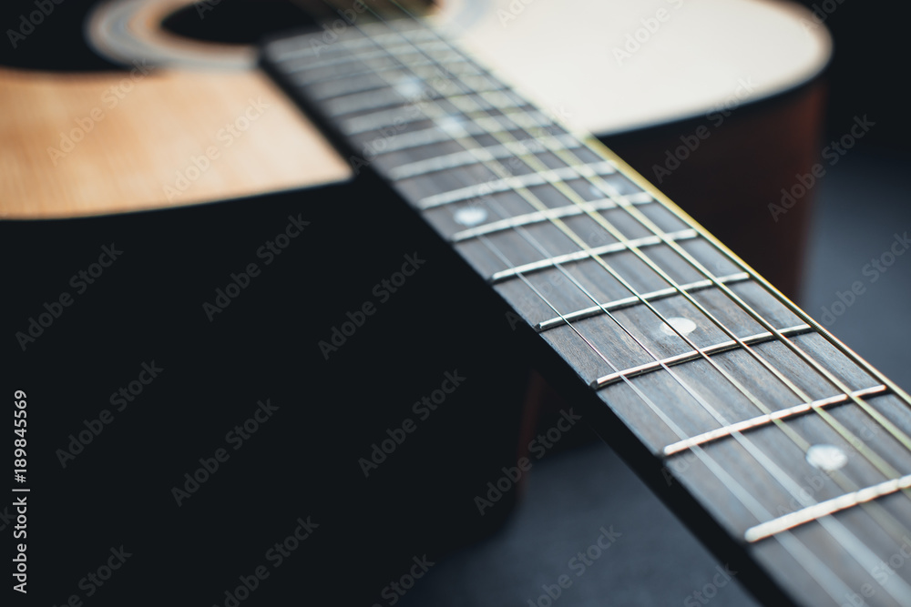 Fototapeta premium closeup shot of guitar and strings with shallow depth of field.soft focus.