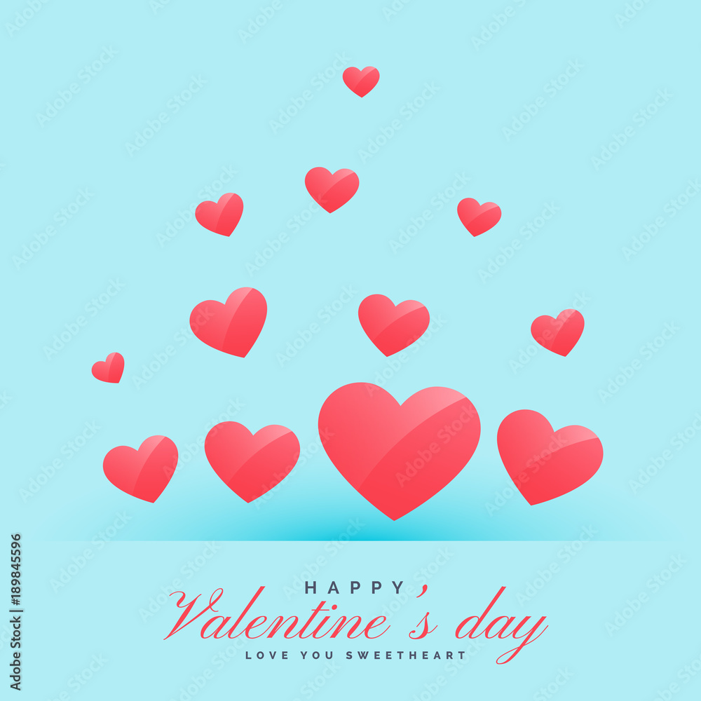 flying hearts on blue background happy valentine's day
