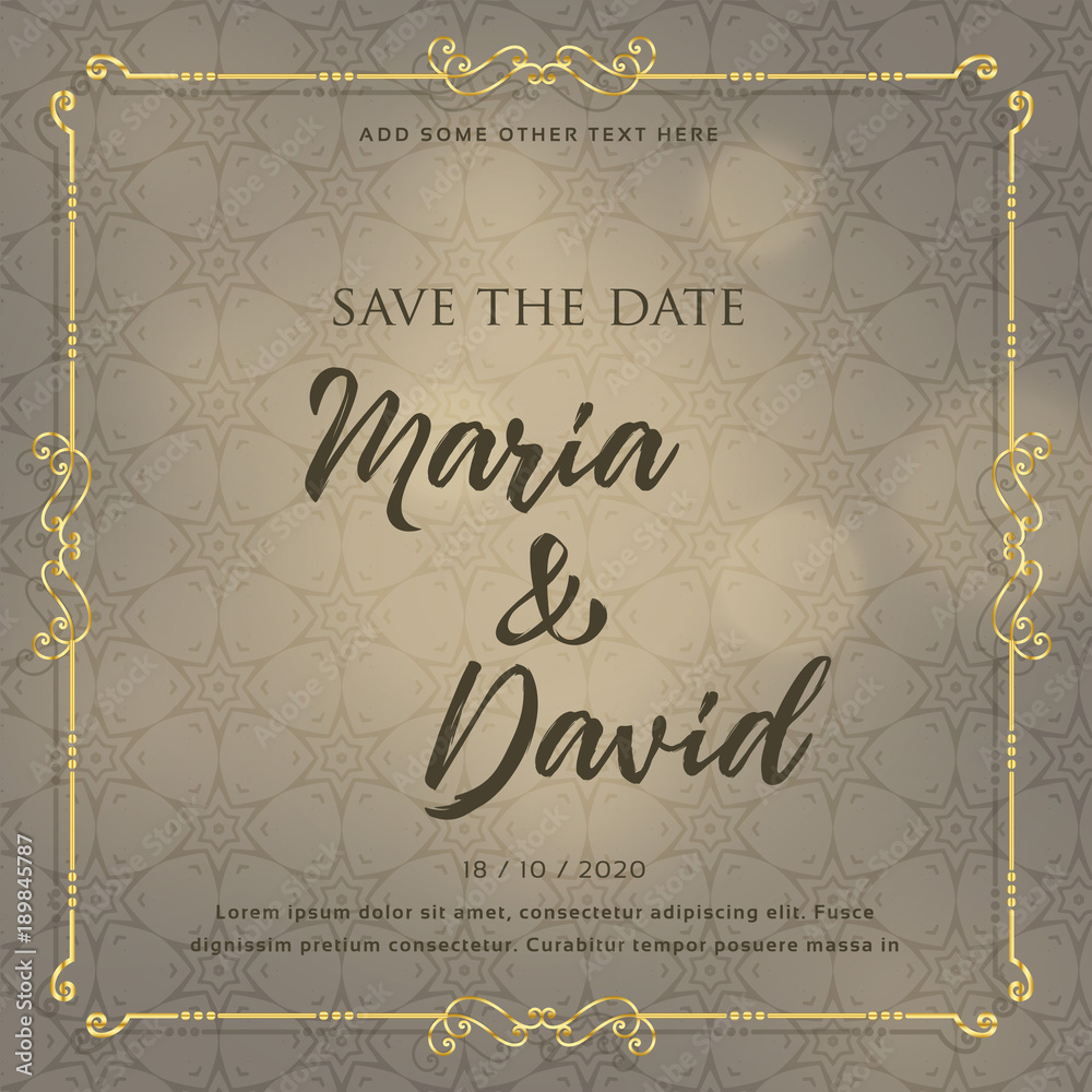 wedding invitation card design with decorative elements