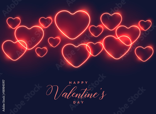 blue background with red neon hearts
